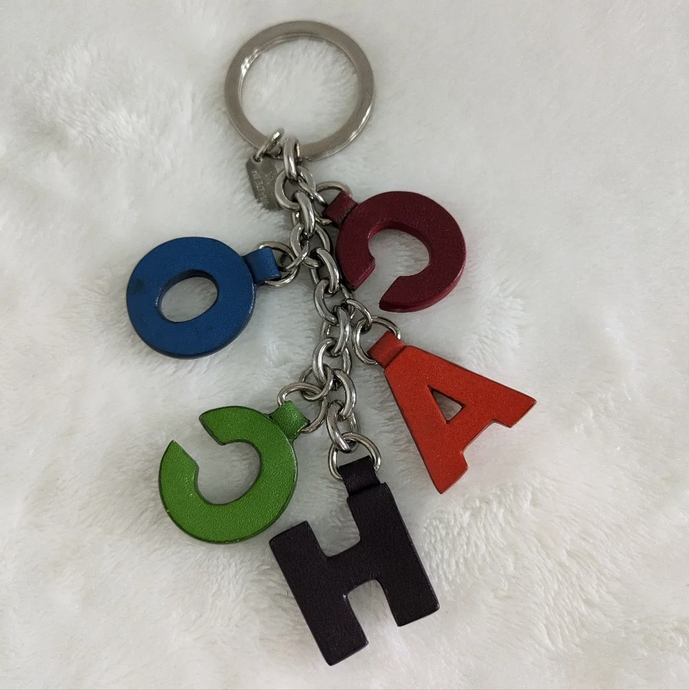 RARE Vintage COACH Leather Letters Keyring/Bag Charm - Picture 4 of 6
